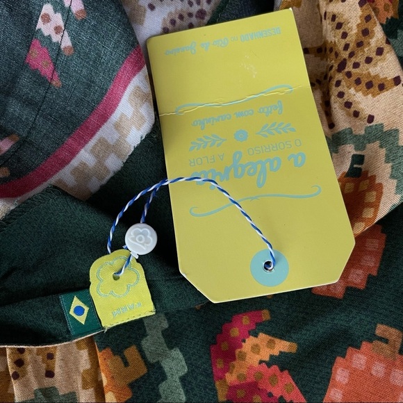 Farm Rio pineapple printed tunic dress tie back tassel - Picture 7 of 13